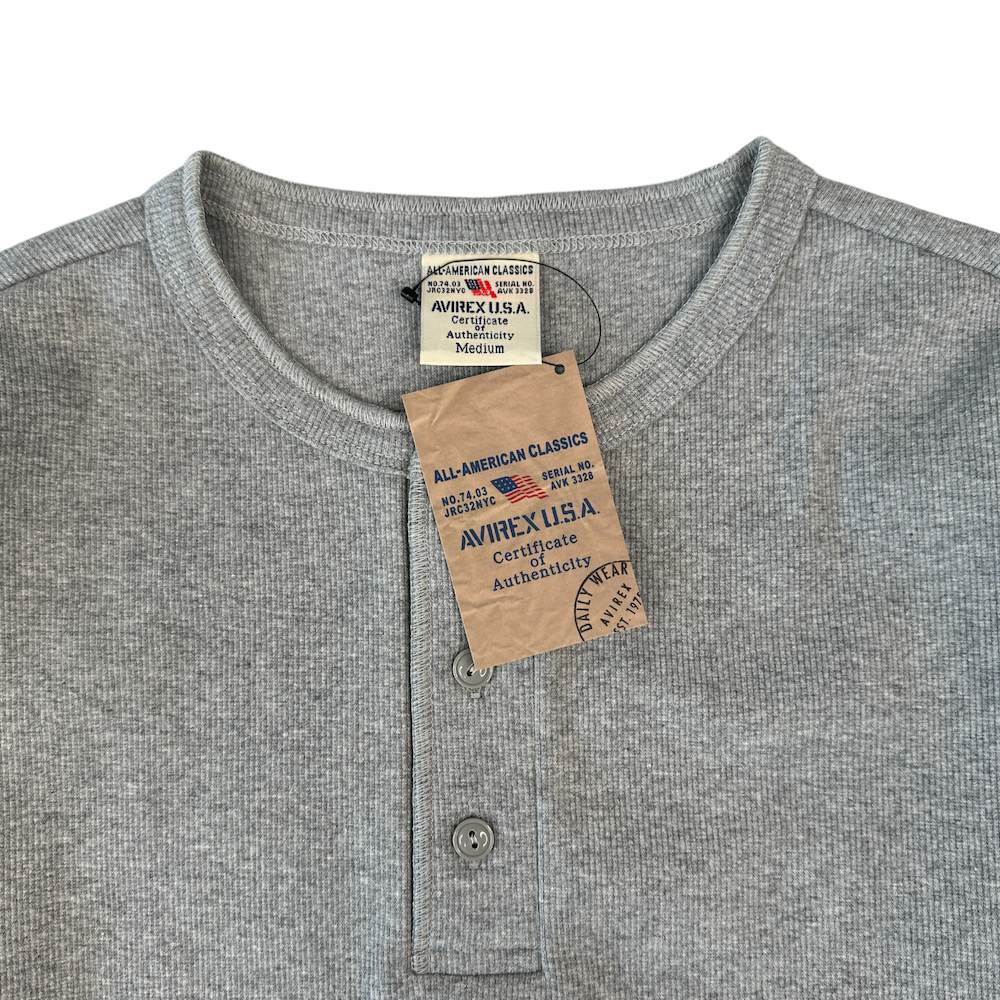 (NEW) AVIREX EVERY DAY HENLEY LONG SLEEVE - GREY