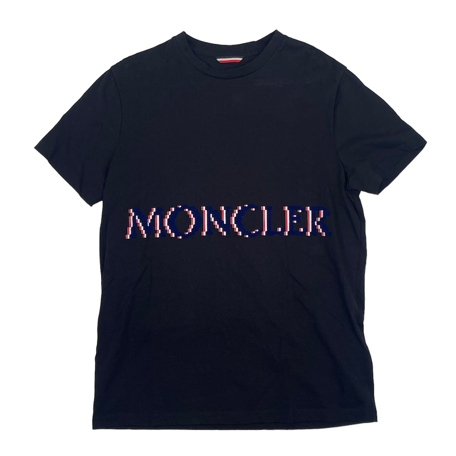 MONCLER BLACK TEE W/ BLUE VELVET PRINT