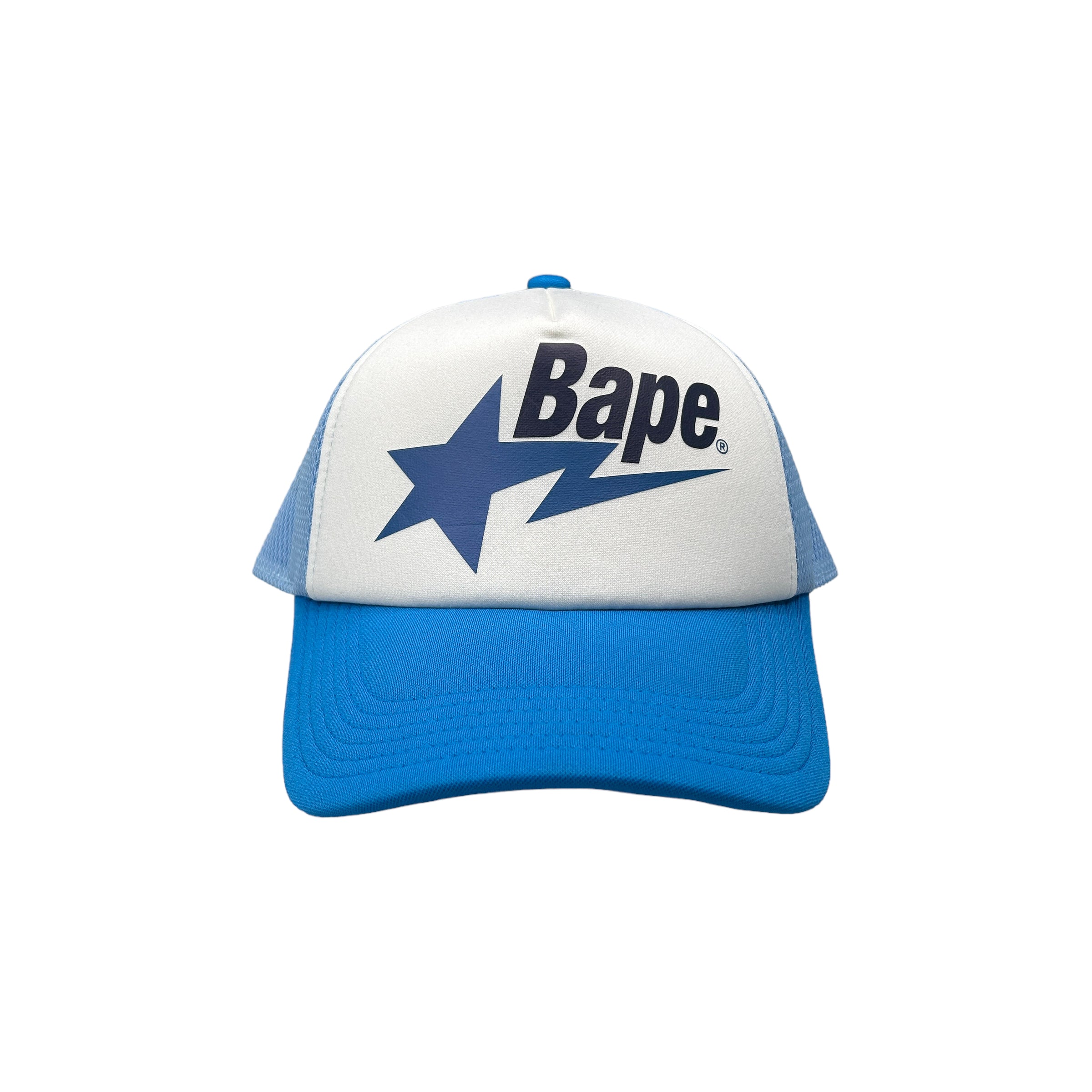 BAPE BLUE BAPESTA LOGO TRUCKER HAT (NEW)