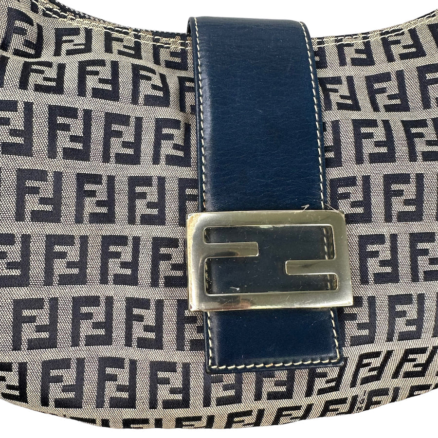 FENDI ZUCCA BLUE CROISSANT BAG