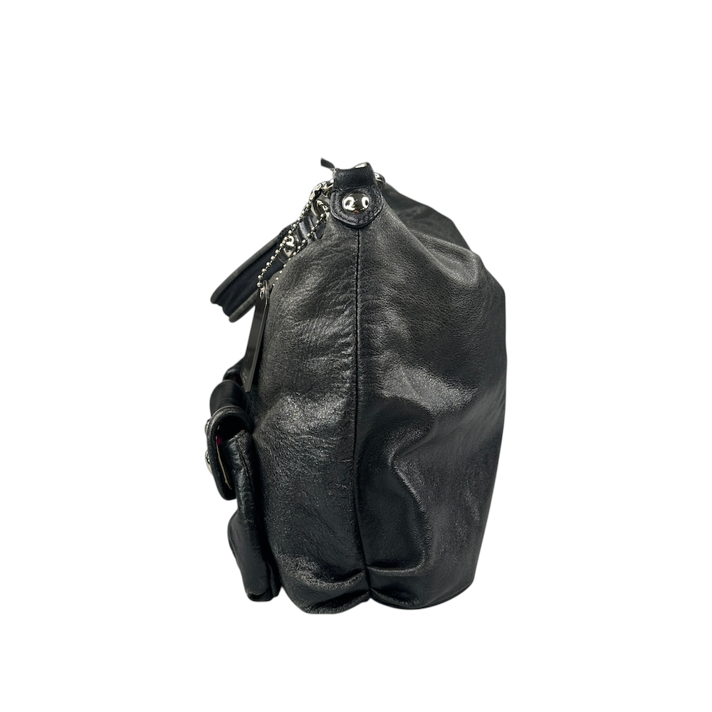COACH DOUBLE-POCKET SHOULDER BAG - BLACK
