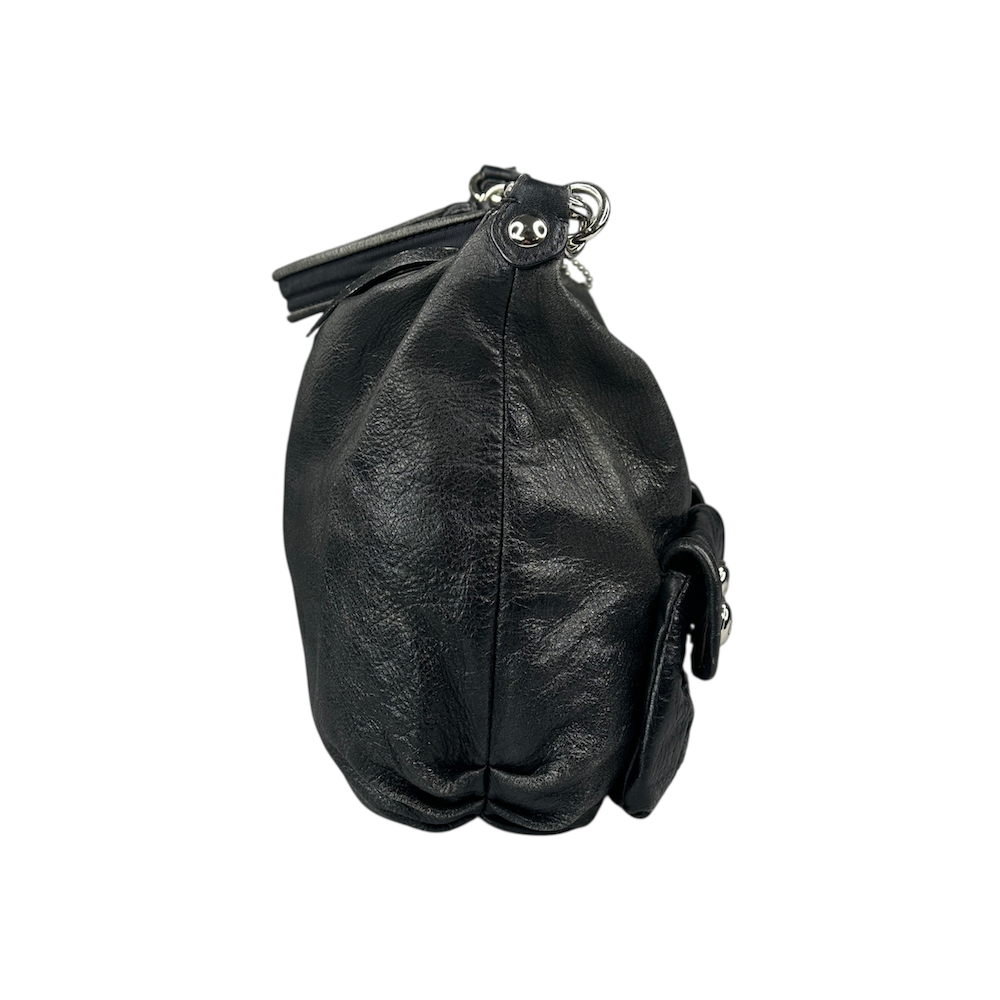 COACH DOUBLE-POCKET SHOULDER BAG - BLACK