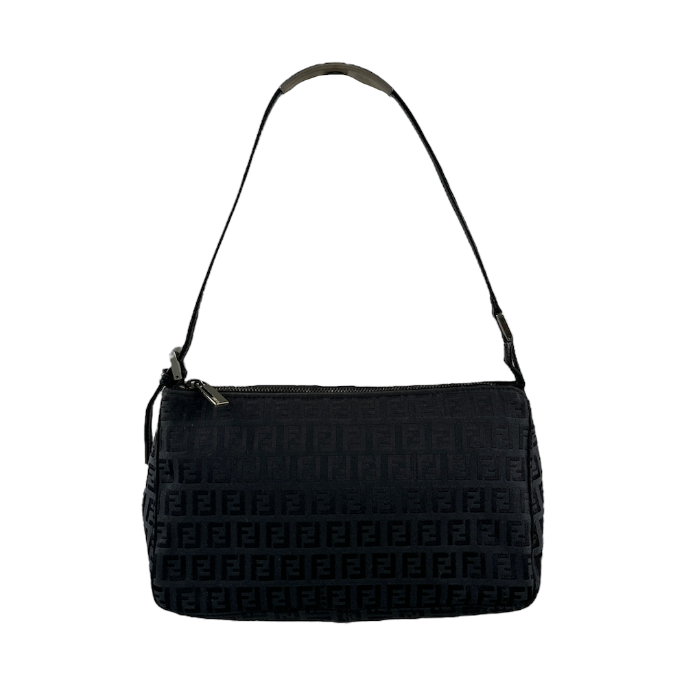 FENDI ZUCCHINO CANVAS SHOULDER BAG - BLACK
