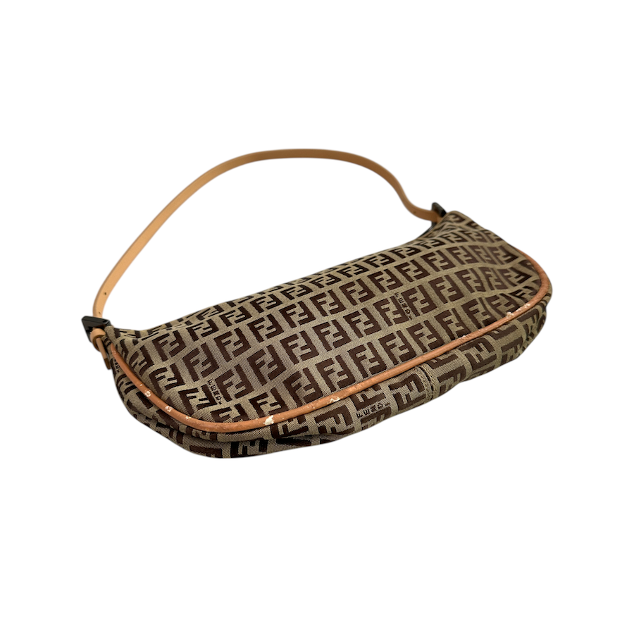 FENDI ZUCCHINO CANVAS SHOULDER BAG - BEIGE