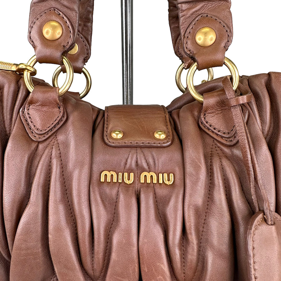 MIU MIU MATALESSE SHOULDER BAG W/ SHOULDER STRAP - BROWN