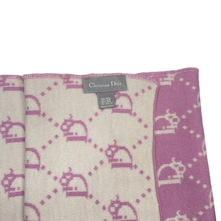 DIOR BABY PINK TROTTER MONOGRAM WOOLLEN SCARF 9I3R