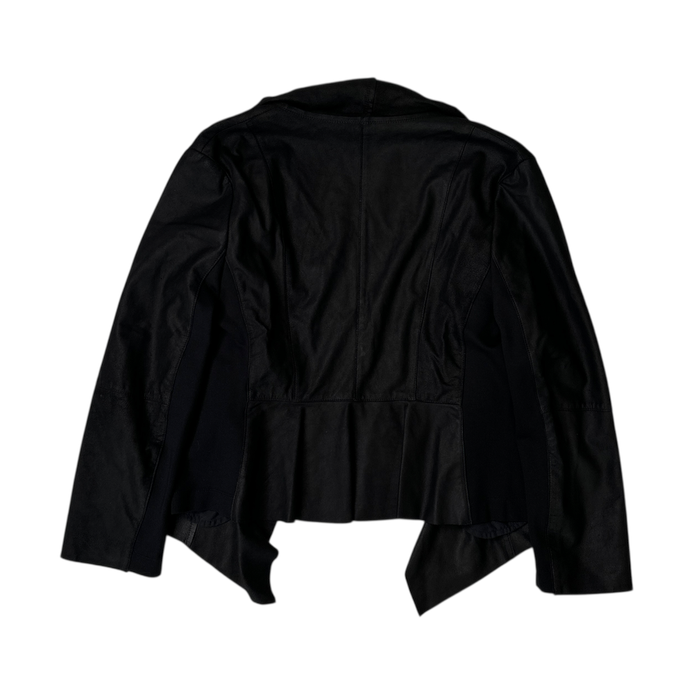 DKNY LEATHER DRAPE BIKER JACKET - BLACK