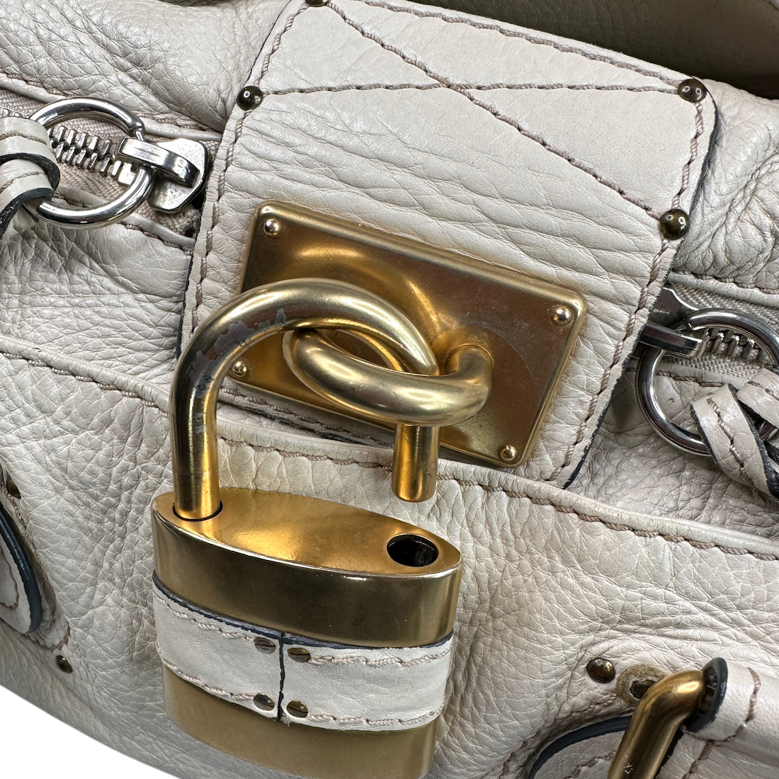 CHLOE PADDINGTON BAG - CREAM / GOLD