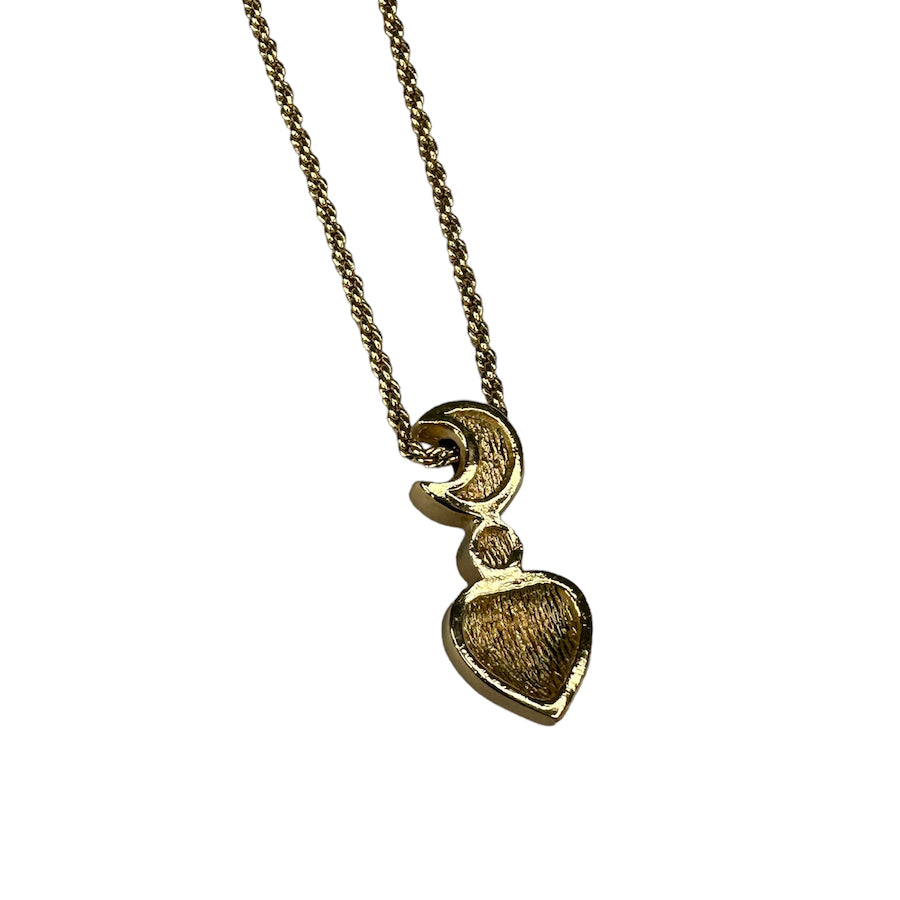 DIOR GOLD RHINESTONE HEART NECKLACE