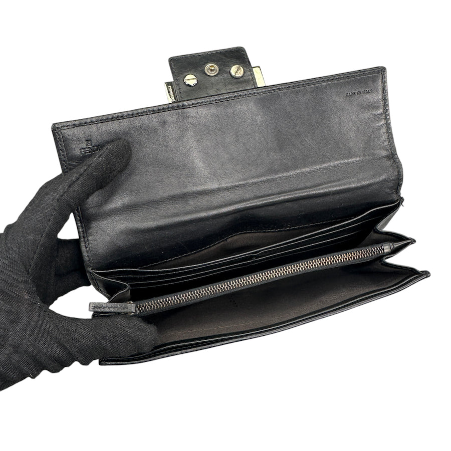 FENDI BLACK ZUCCA CANVAS LONG WALLET