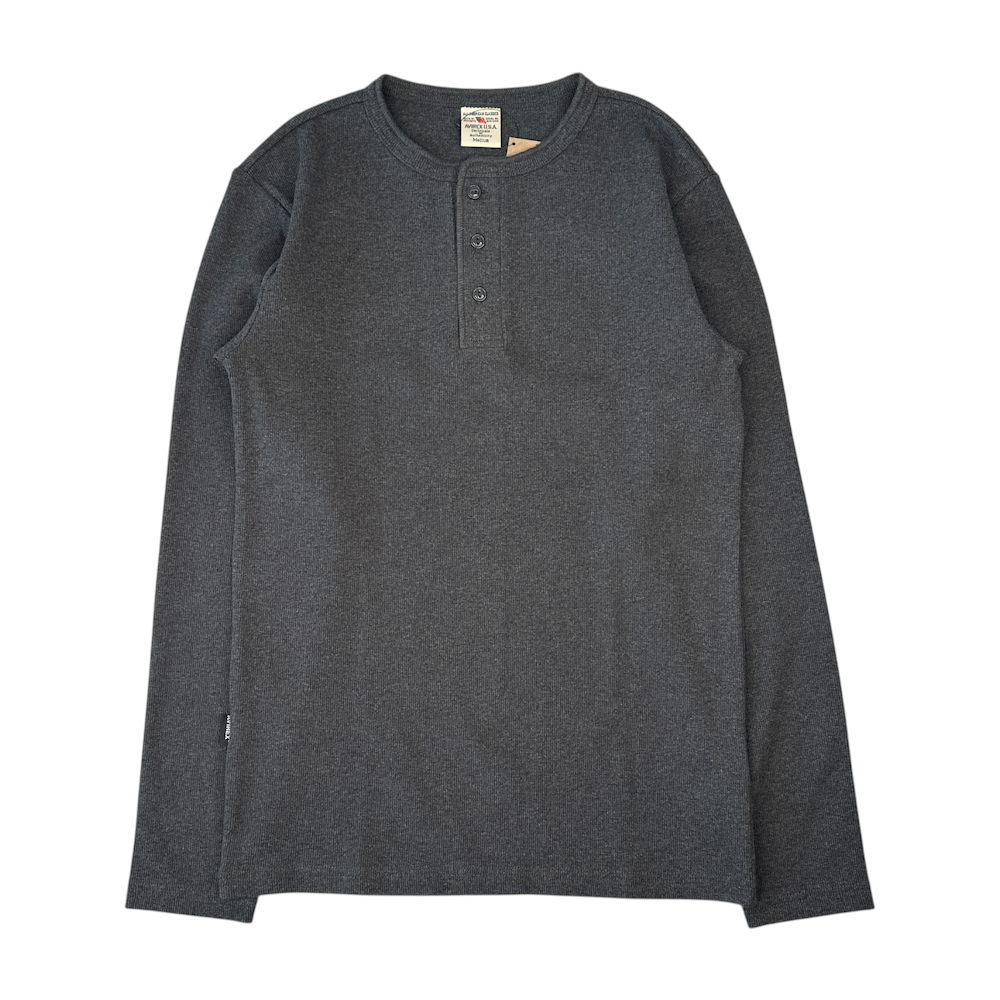 (NEW) AVIREX EVERY DAY HENLEY LONG SLEEVE - CHARCOAL