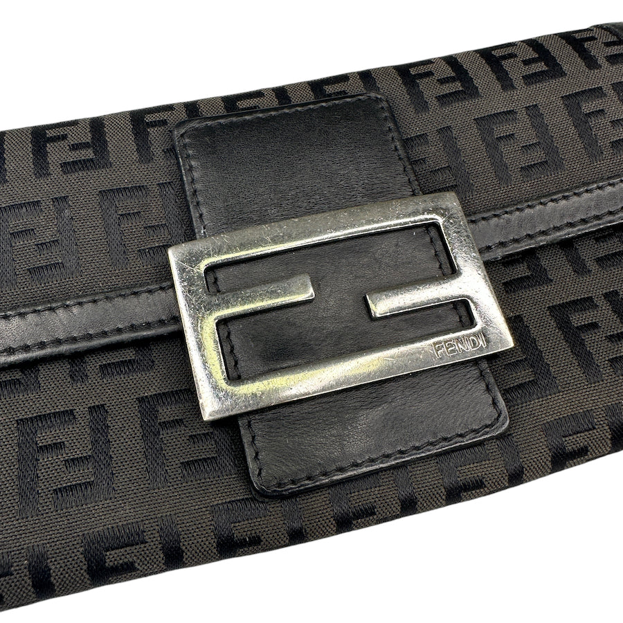 FENDI BLACK ZUCCA CANVAS LONG WALLET