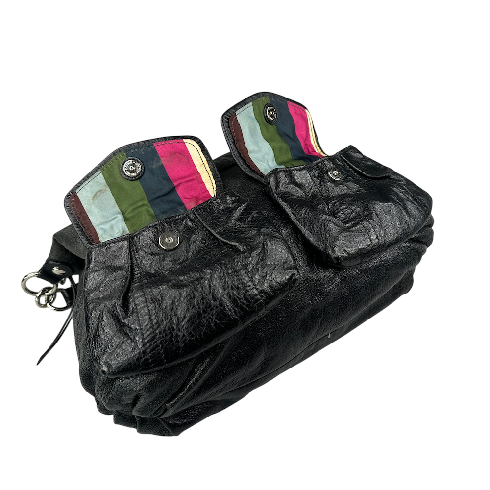 COACH DOUBLE-POCKET SHOULDER BAG - BLACK