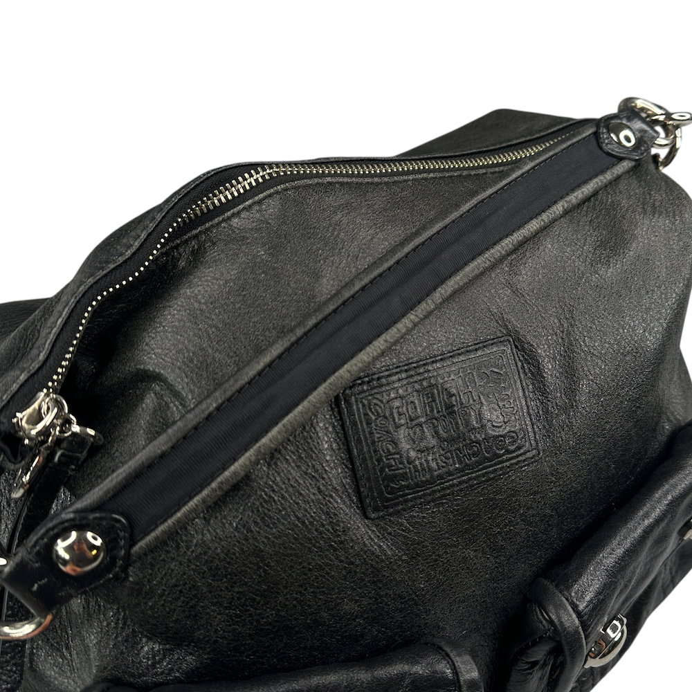 COACH DOUBLE-POCKET SHOULDER BAG - BLACK