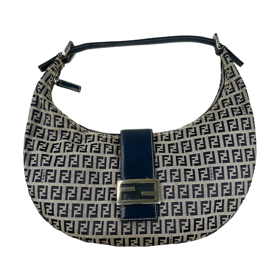 FENDI ZUCCA BLUE CROISSANT BAG