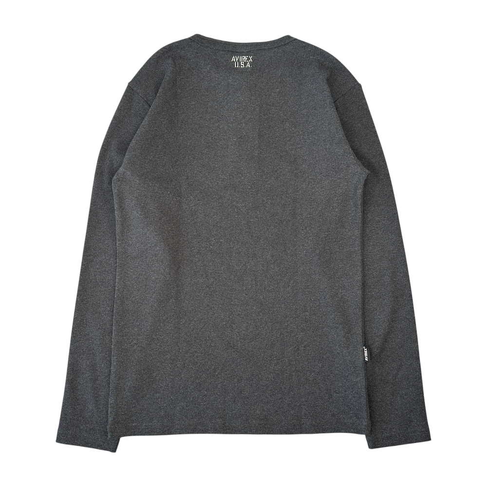 (NEW) AVIREX EVERY DAY HENLEY LONG SLEEVE - CHARCOAL