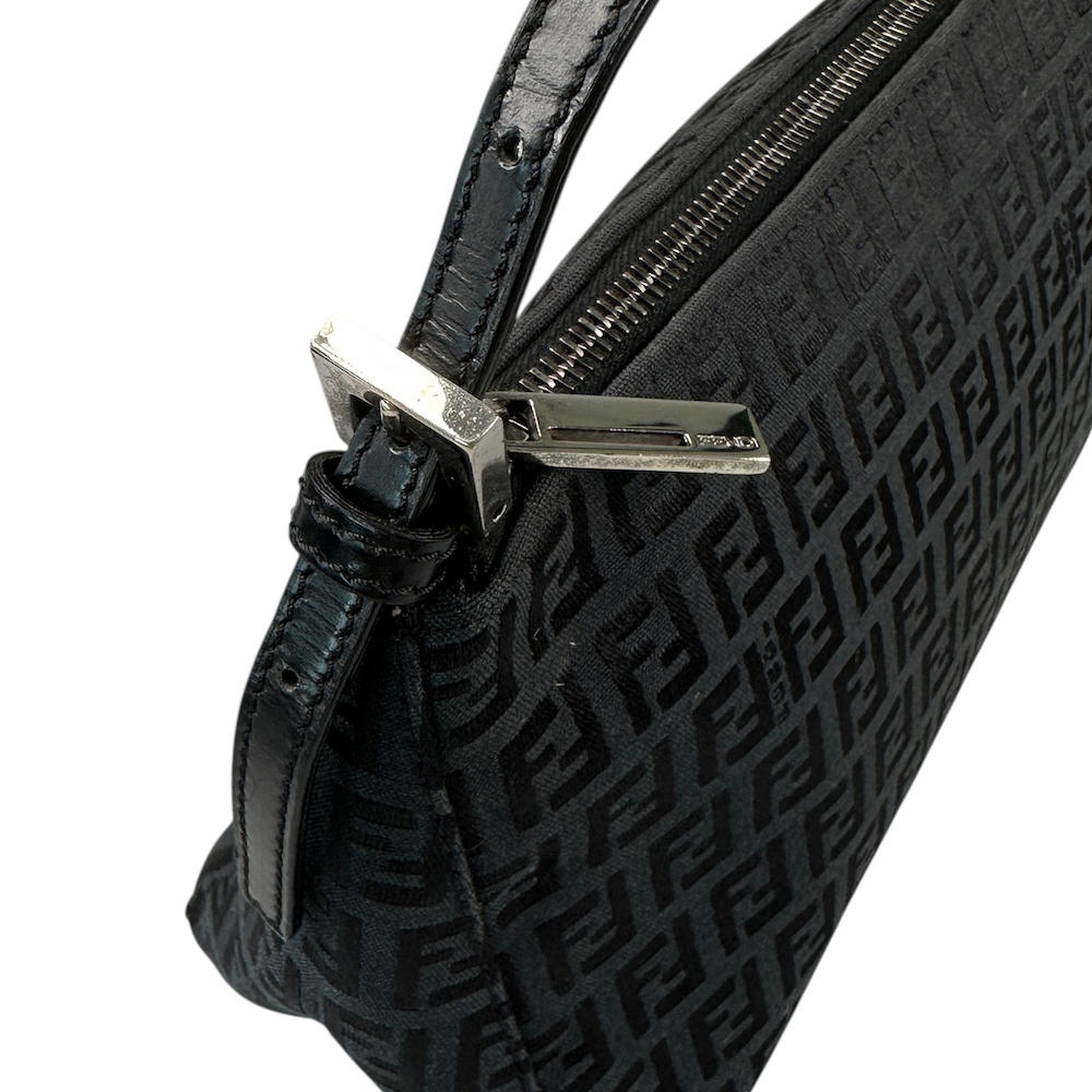 FENDI ZUCCHINO CANVAS SHOULDER BAG - BLACK