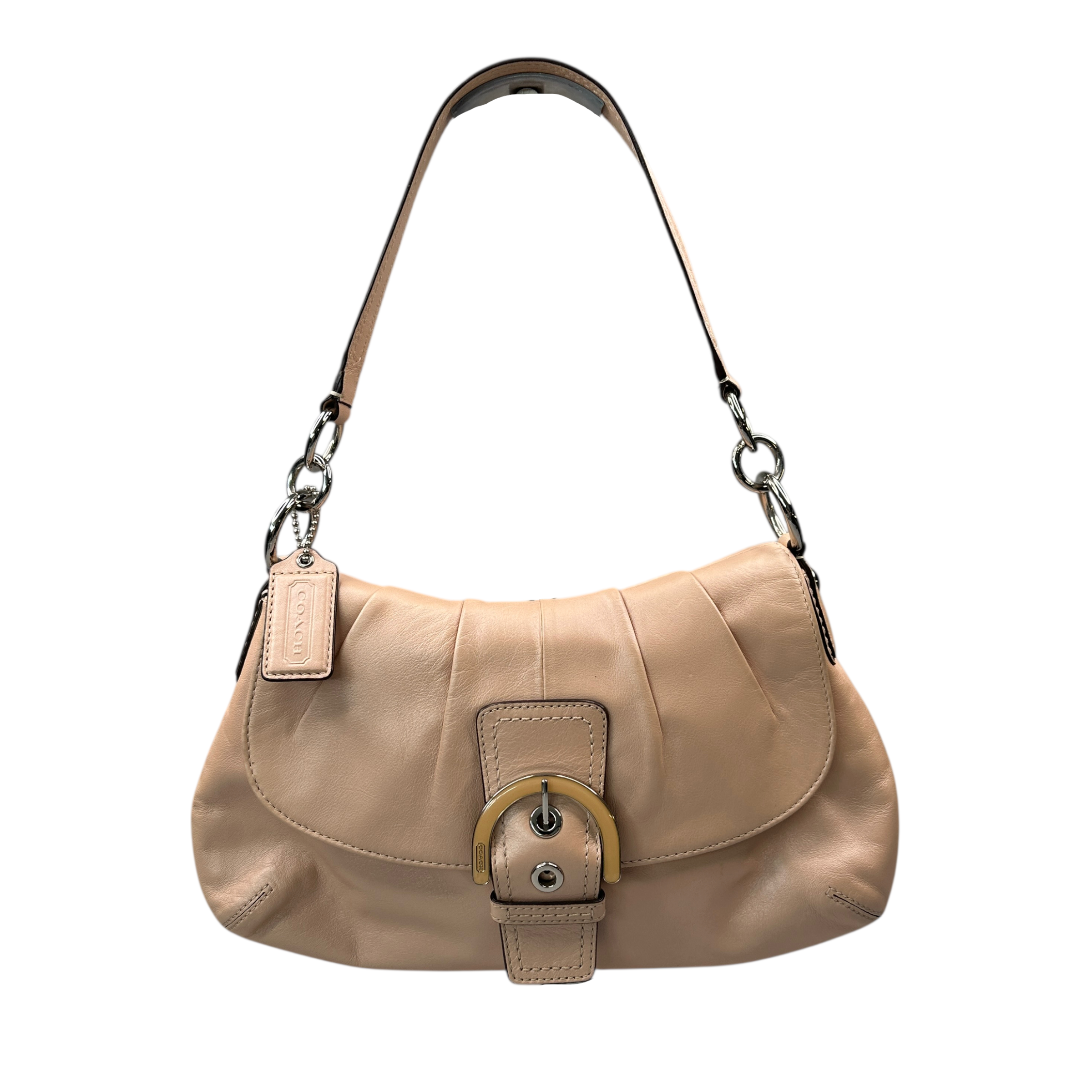 COACH LEATHER BUCKLE SHOULDER BAG