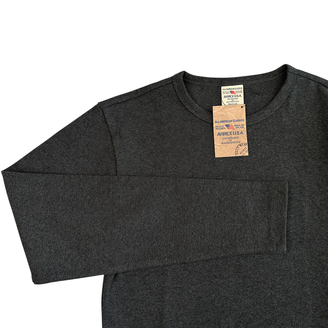 (NEW) AVIREX RIBBED EVERY DAY LONG SLEEVE - CHARCOAL