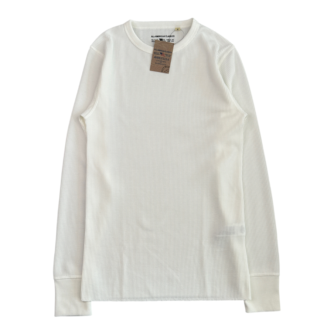 AVIREX WAFFLE LONG SLEEVE TOP - WHITE