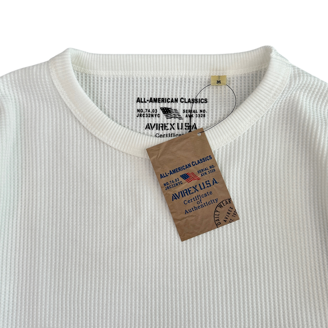 AVIREX WAFFLE LONG SLEEVE TOP - WHITE