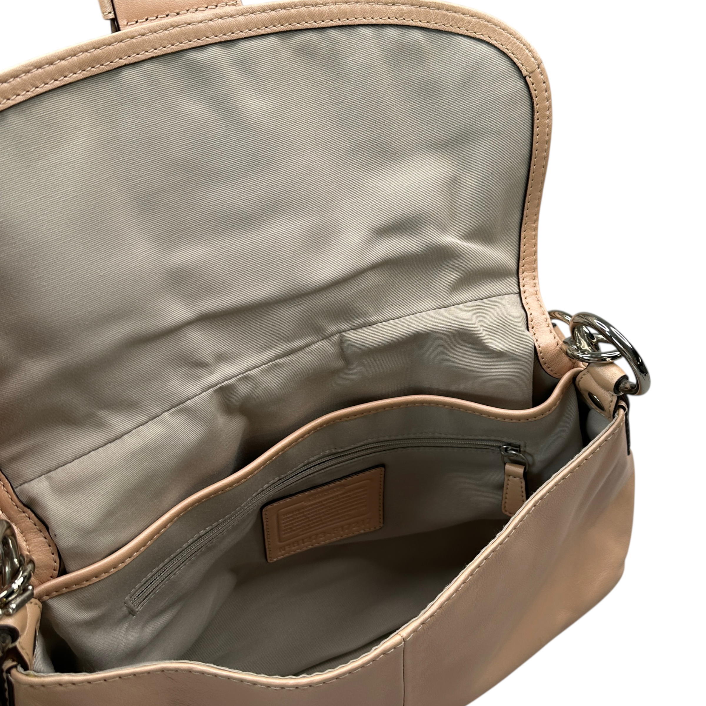 COACH LEATHER BUCKLE SHOULDER BAG