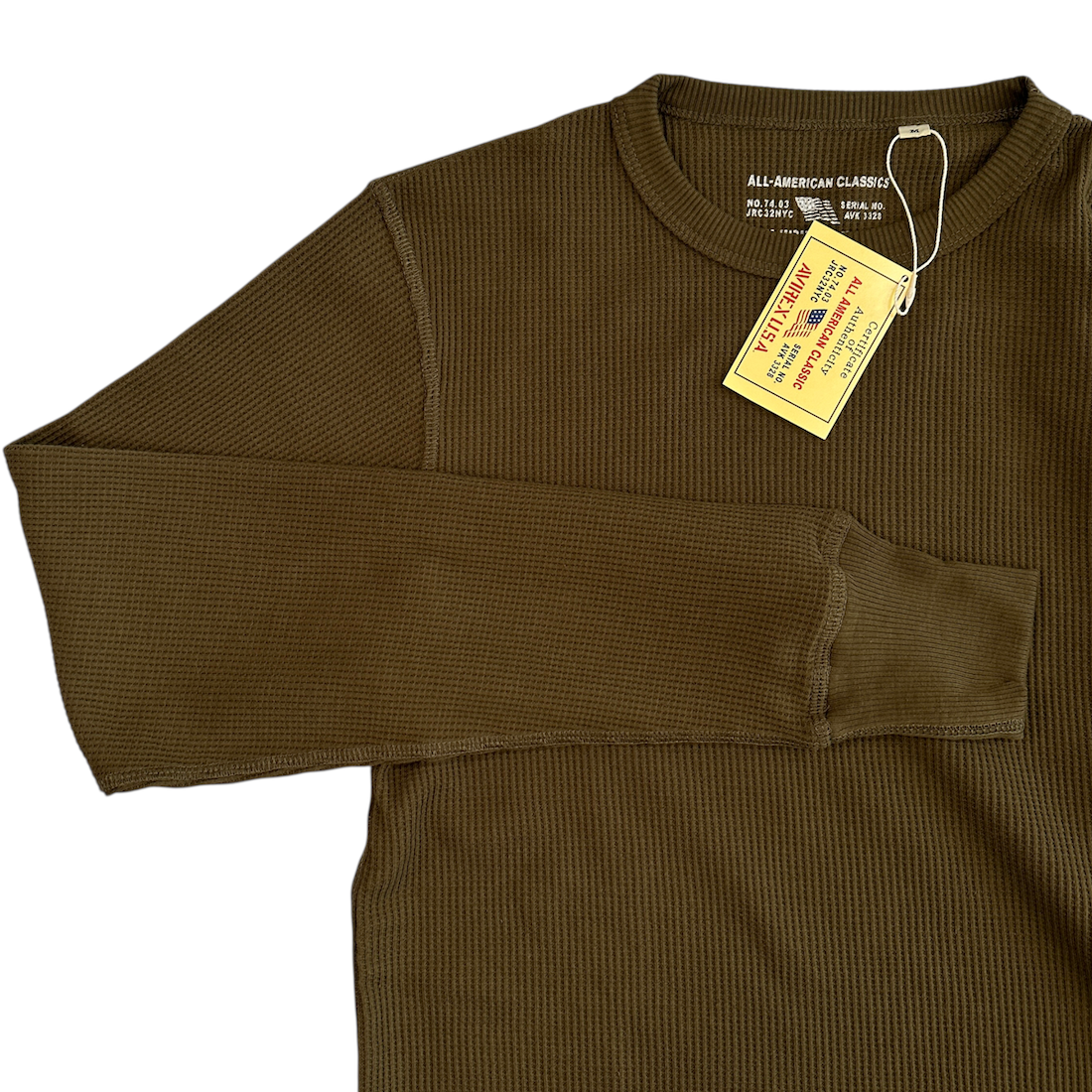 AVIREX WAFFLE LONG SLEEVE TOP - OLIVE