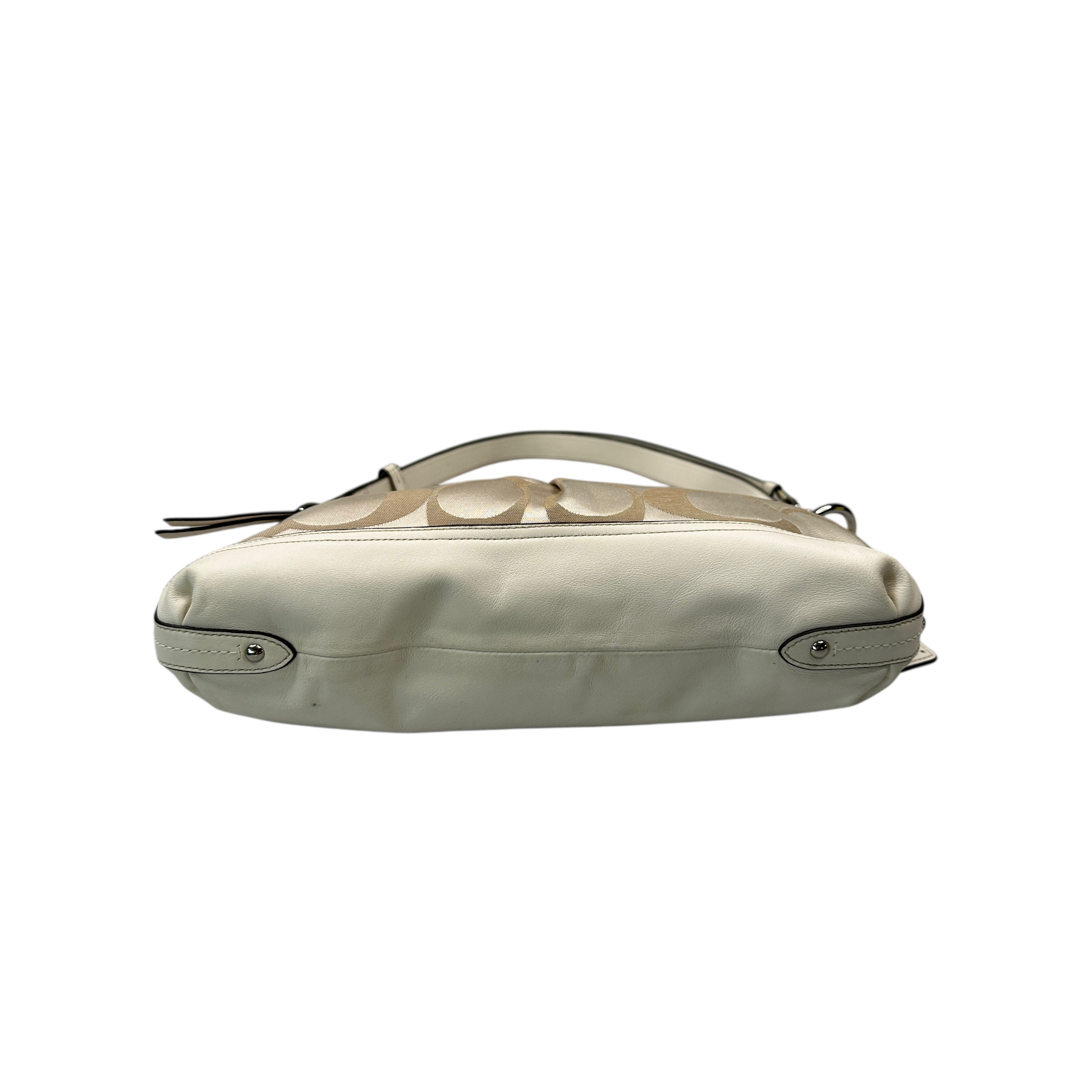 COACH SIGNATURE CANVAS SHOULDER BAG - CREAM