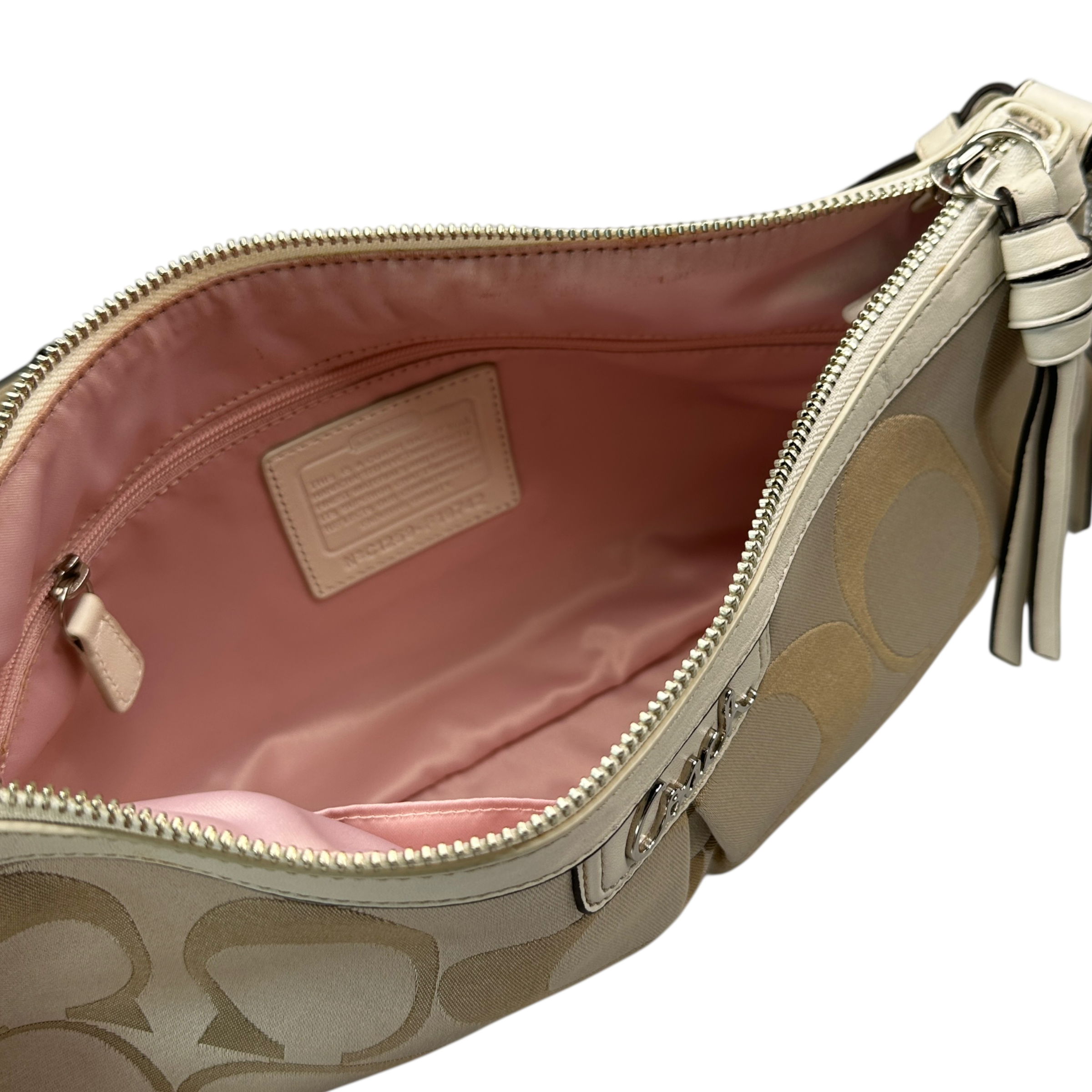 COACH SIGNATURE CANVAS SHOULDER BAG - CREAM