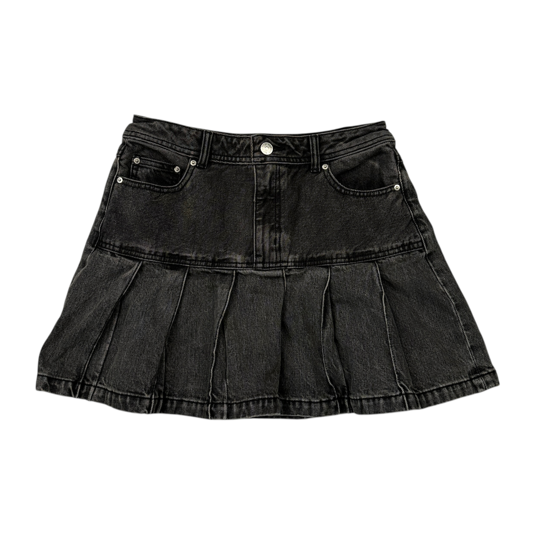 (2) SLY PLEATED DENIM SKIRT - WASHED GREY