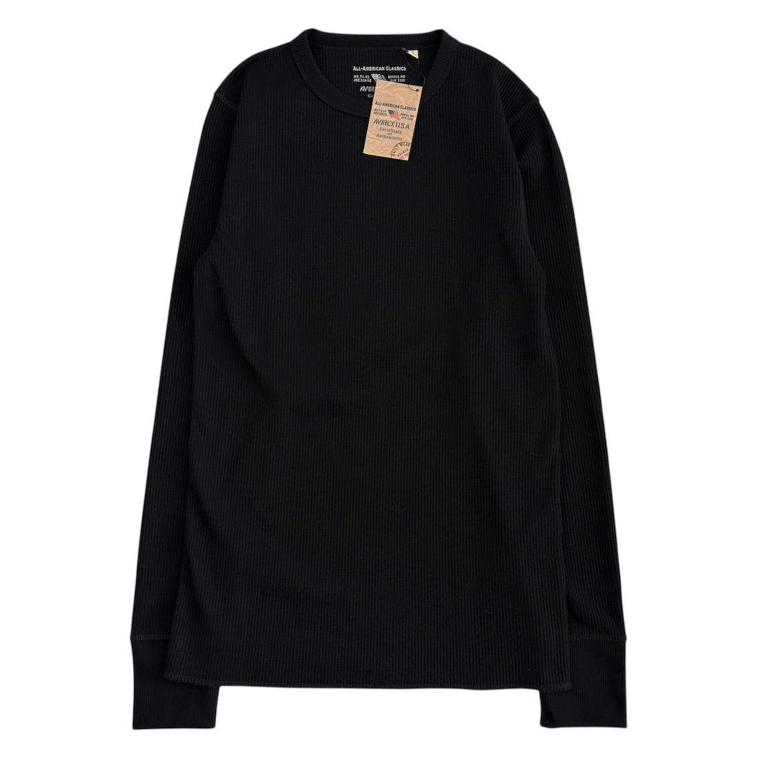 AVIREX WAFFLE LONG SLEEVE TOP - BLACK