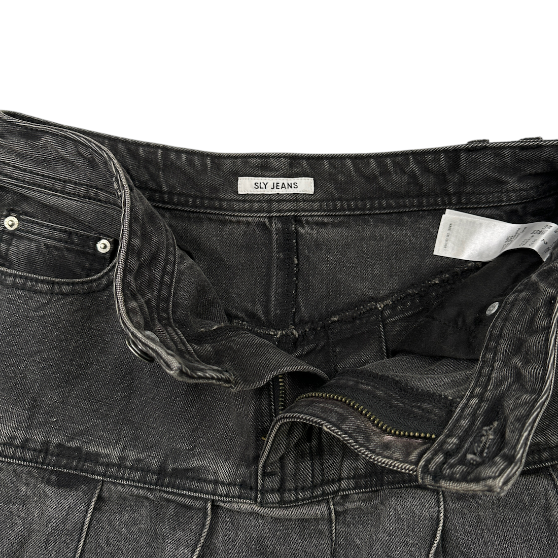 (2) SLY PLEATED DENIM SKIRT - WASHED GREY