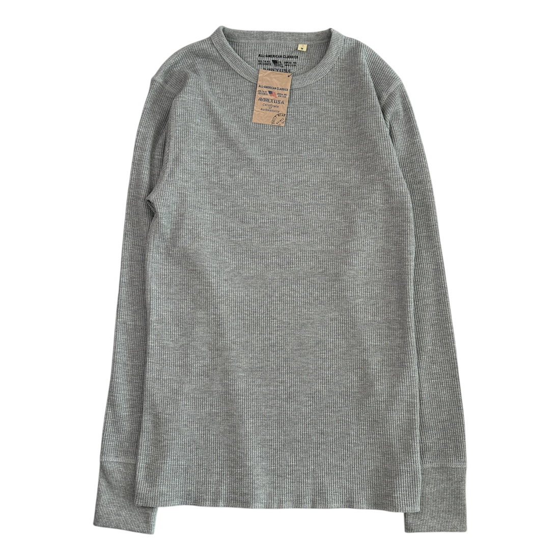 AVIREX WAFFLE LONG SLEEVE TOP - GREY
