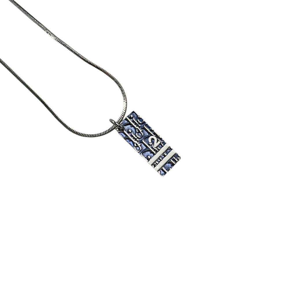 DIOR TROTTER MONOGRAM NECKLACE - BLUE