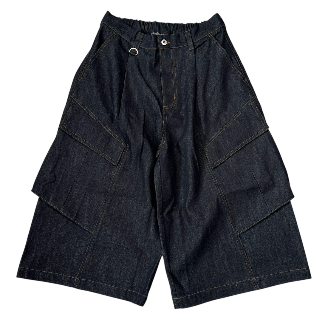 (NEW) PERUSHU LAYERED CARGO POCKET DENIM SHORTS  - INDIGO