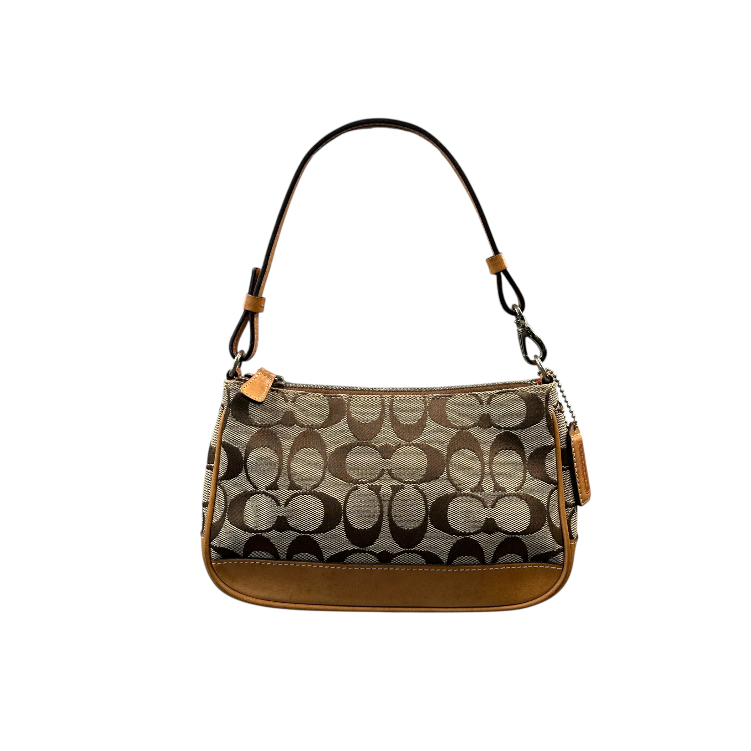 COACH SIGNATURE CANVAS POCHETTE BAG - TAN
