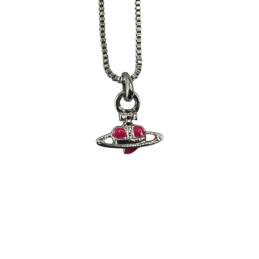 VIVIENNE WESTWOOD MICRO HEART NECKLACE - PINK