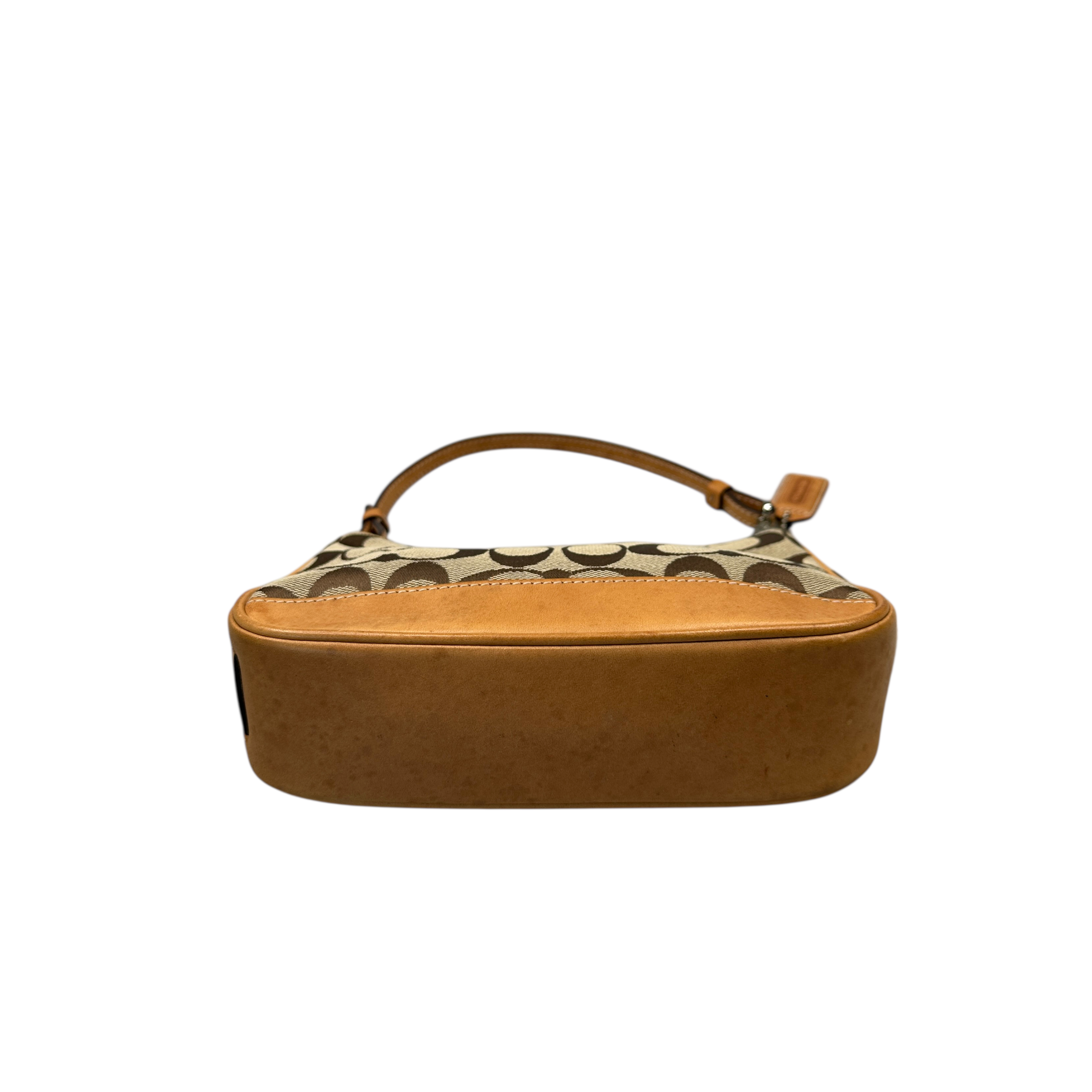 COACH SIGNATURE CANVAS POCHETTE BAG - TAN