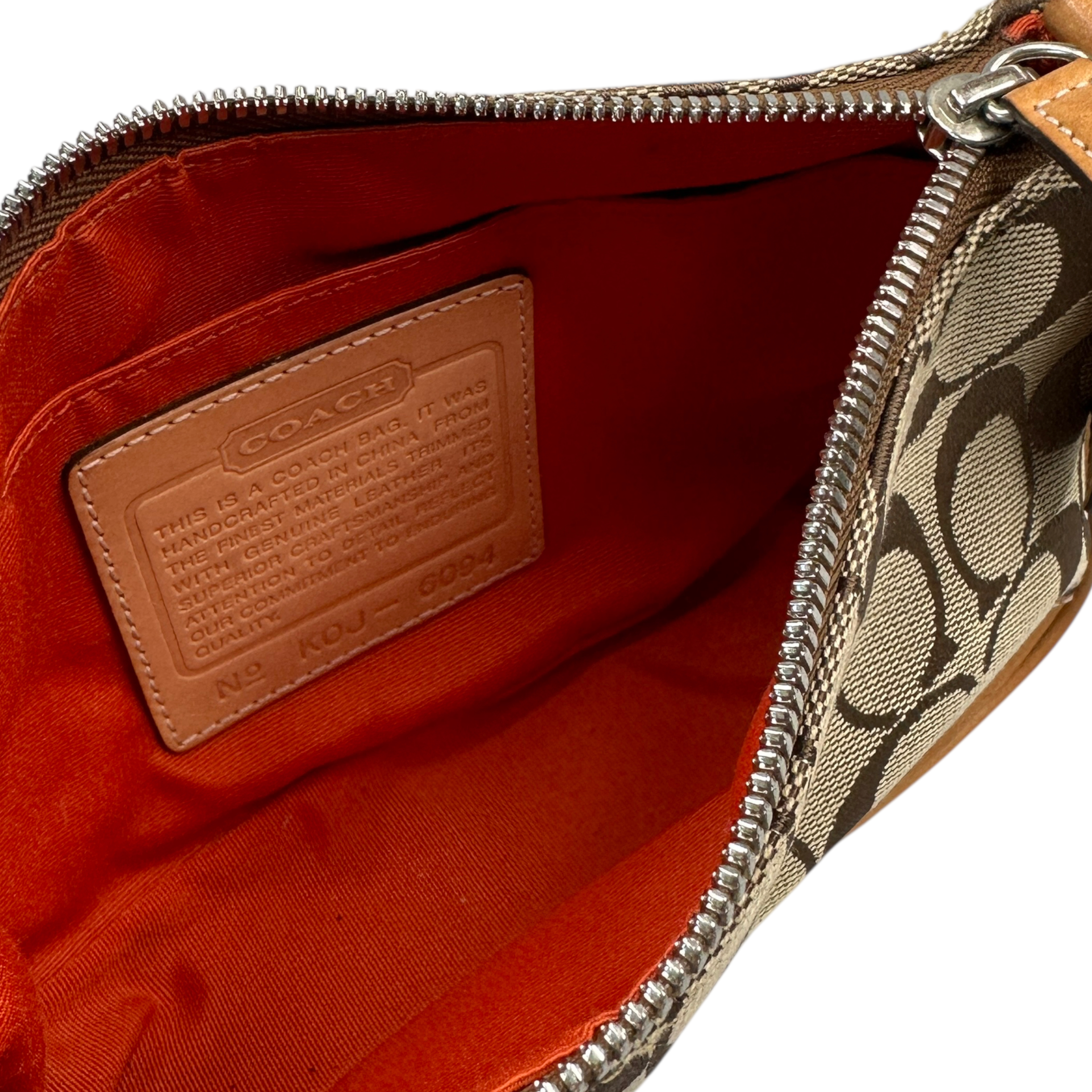 COACH SIGNATURE CANVAS POCHETTE BAG - TAN