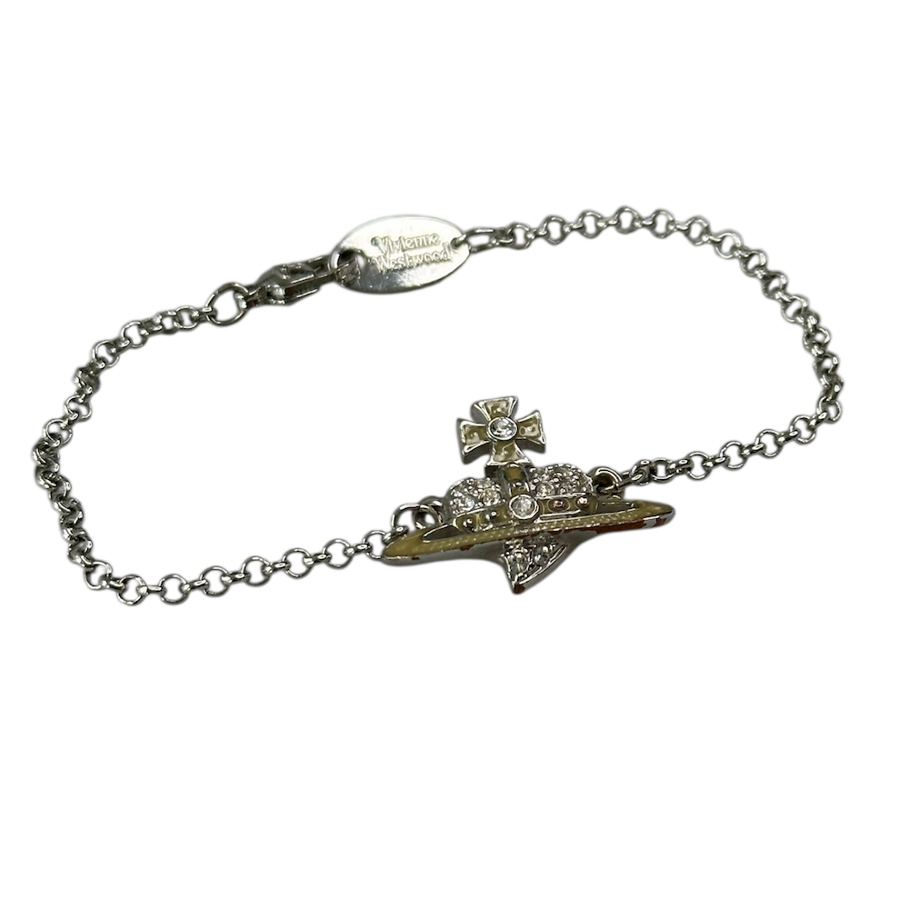 VIVIENNE WESTWOOD REVERSE HEART BRACELET - PLATINUM