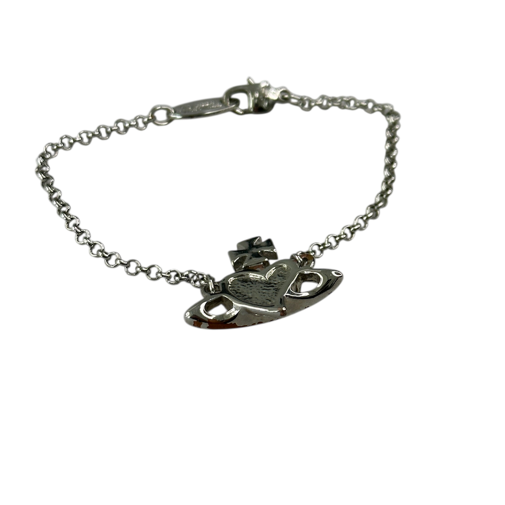 VIVIENNE WESTWOOD REVERSE HEART BRACELET - PLATINUM