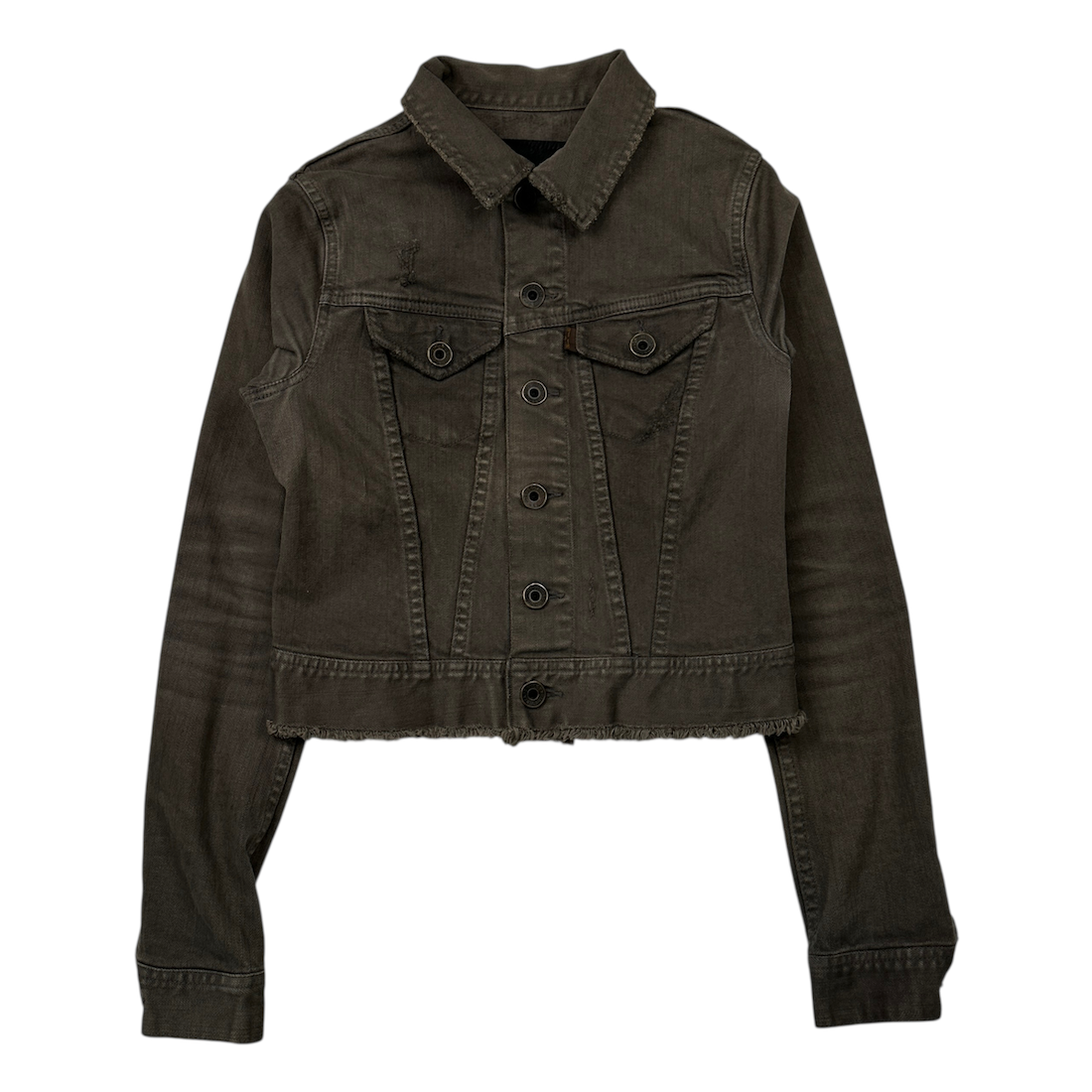 G.O.A DISTRESSED CROPPED DENIM JACKET