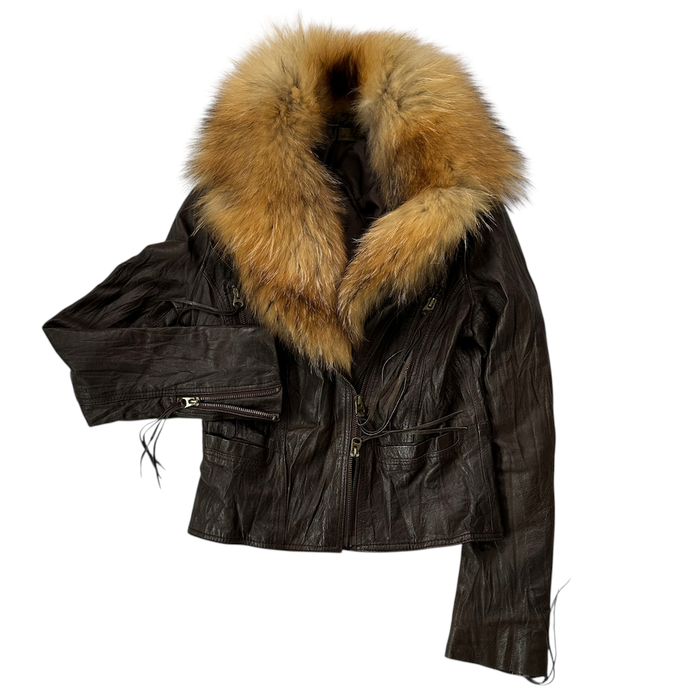 G.O.A RACOON FUR LEATHER JACKET