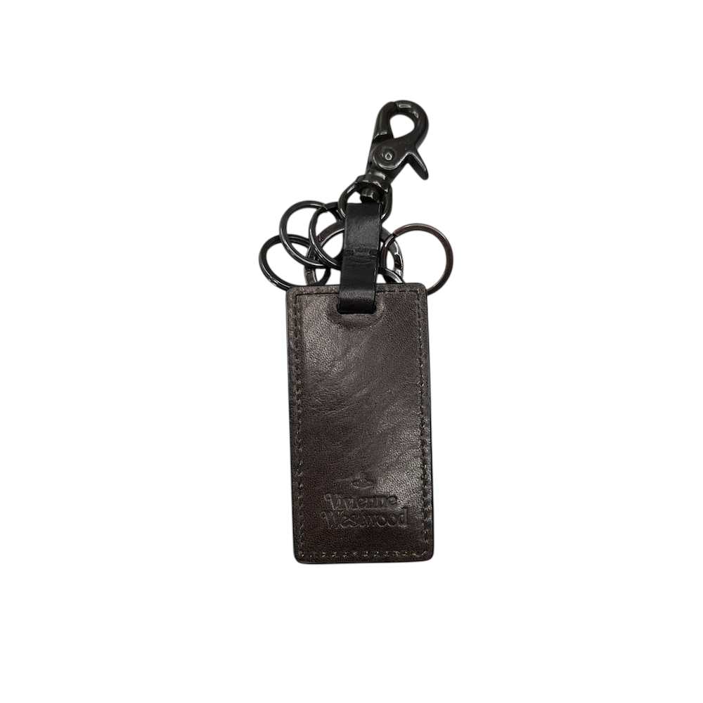 VIVIENNE WESTWOOD LEATHER LEATHER KEYCHAIN - BROWN