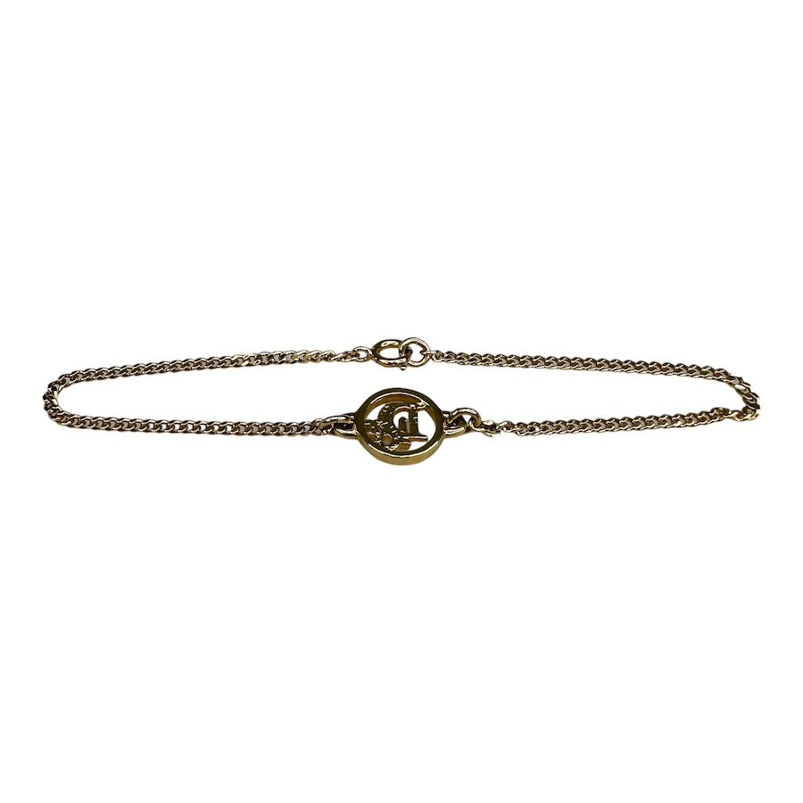 DIOR GOLD PLATED TROTTER LOGO BRACELET