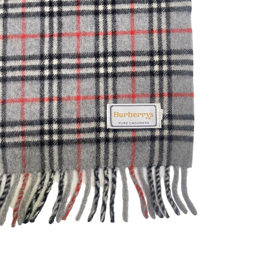 (Thursday Exclusive) BURBERRY CASHMERE GREY CHECKERED SCARF