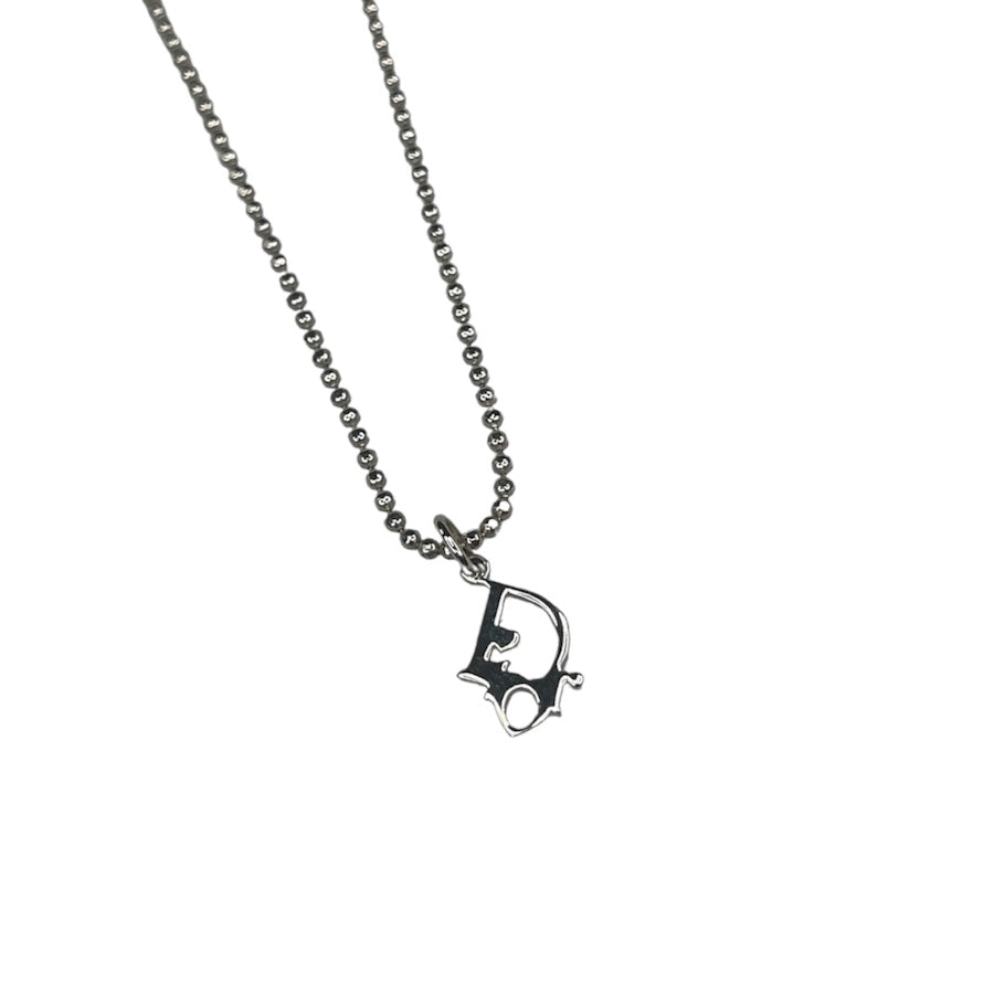 DIOR OBLIQUE LOGO BALL-CHAIN SILVER-PLATED NECKLACE