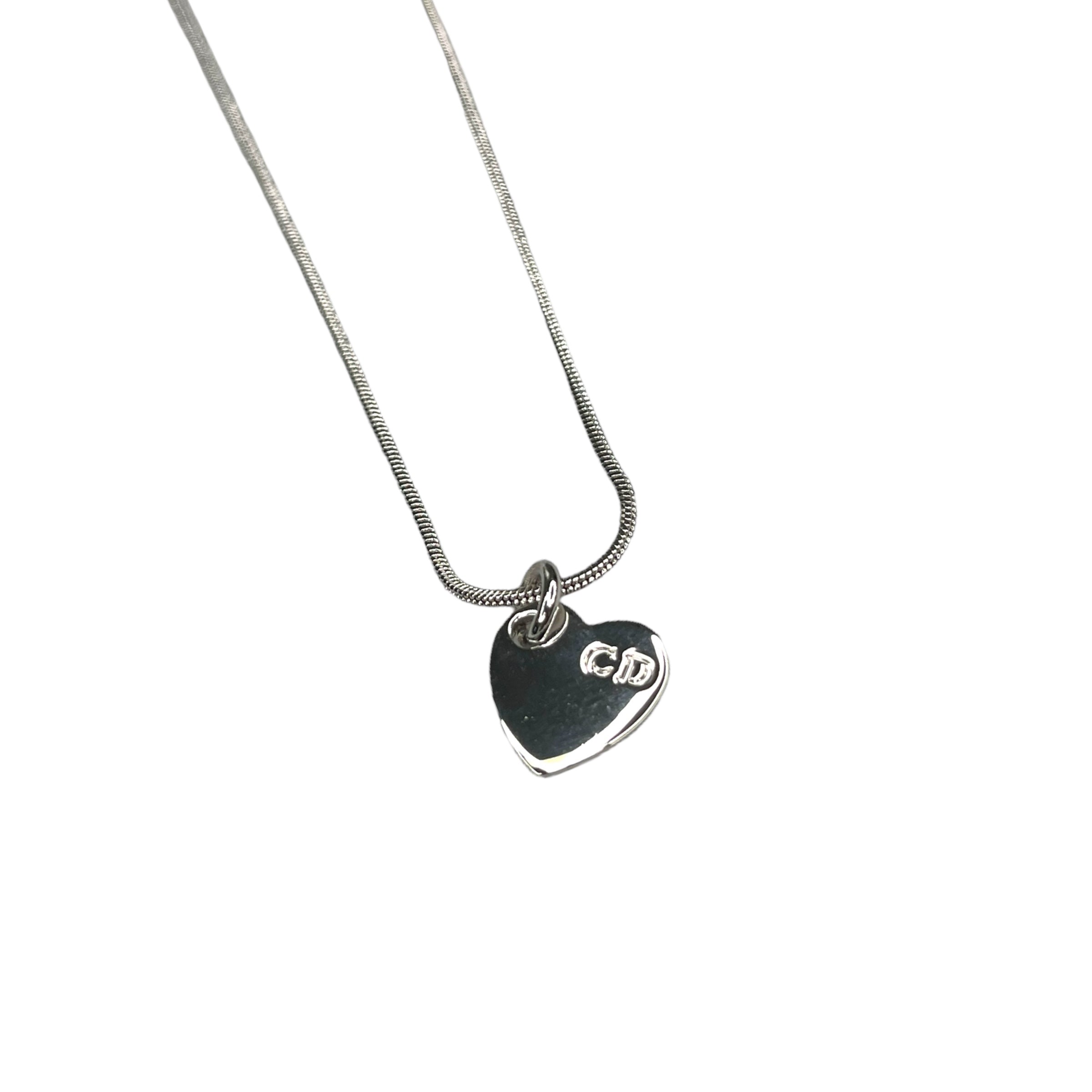DIOR CD ENGRAVED HEART PENDANT NECKLACE