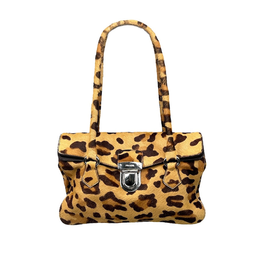 PRADA PONYHAIR LEOPARD PRINT SHOULDER BAG (2002) GHR39