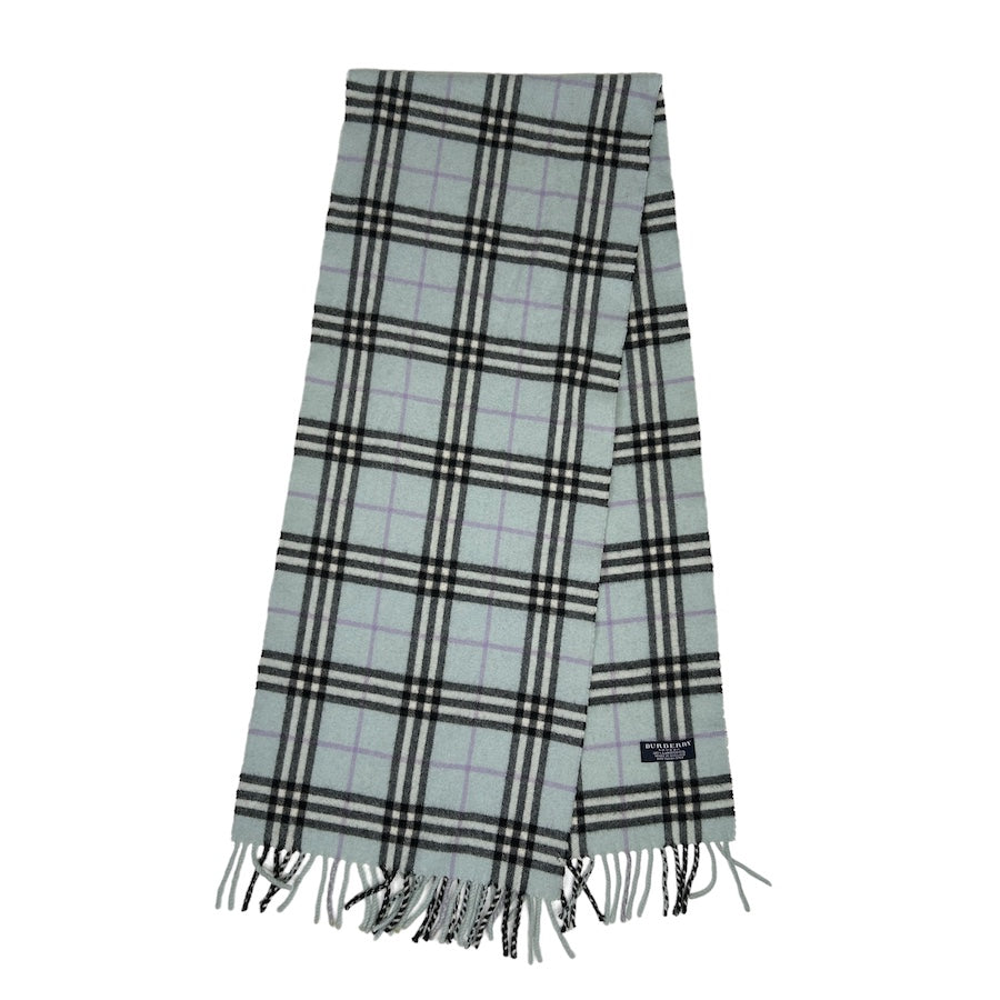 BURBERRY LAMBSWOOL BABY BLUE CHECKERED SCARF 3UR